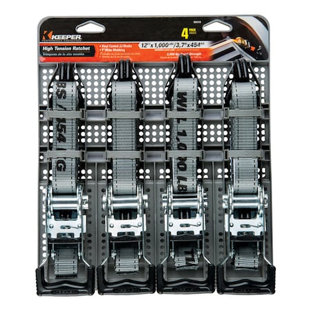 Keeper Keeper 1 in. W X 12 ft. L Gray Ratchet Tie Down Strap 1000 lb 4 pk 05510